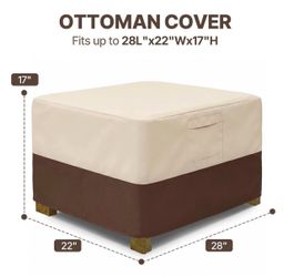 Rectangle Patio Ottoman Cover, 28"(L)x22"(W)x17"(H) Waterproof Outdoor Ottoman Cover with Padded Handles, Patio Side Table Cover, Heavy Duty