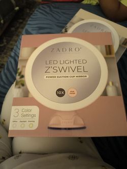 Zadro LED Lighted Z'Swivel Power Suction Mirror 10X Magnification Power - Pink