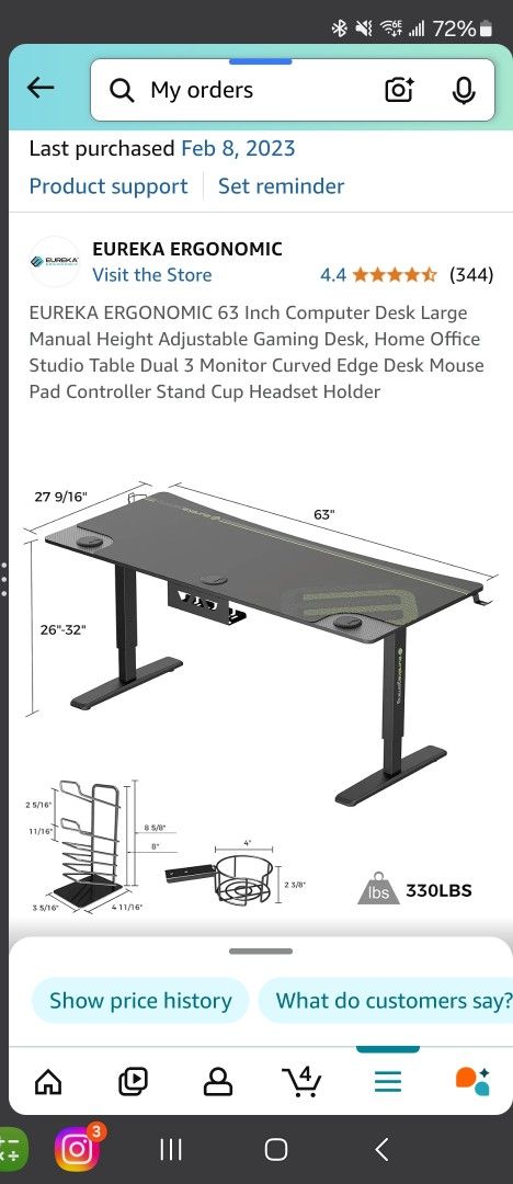 EUREKA ERGONOMIC 63 Inch Computer Desk