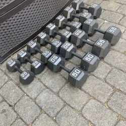 Steel Hex 25-55 Complete Set Of 6 Pairs Of Dumbbells