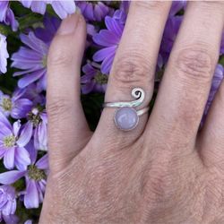 925 Sterling Silver Lavender Quartz Gemstone Adjustable Ring