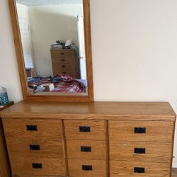 Dresser And Mirror With Matching Chest Of Drawers 