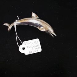 Sterling Dolphin Brooch- Located In Shelton 