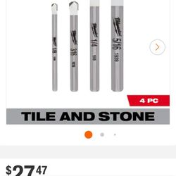 Milwaukee Carbide Natural Stone And Tile Drill Bit (4pk)