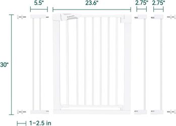 BABELIO Safety Gate Door Fits for Stairs, Narrow and Wide Doorways with Auto Close