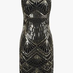 roaring 20's vintage art deco sequin great gatsby prohibition flapper dress womens size M