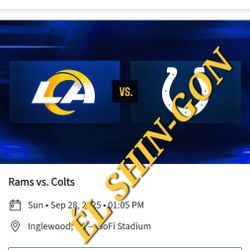  Rams vs Colts 4 Tickets  9/28/25 Seats In Section 534 Row 2 $100 EACH 
