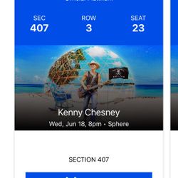 Kenny Chesney At The sphere!! June 18 2 Seats $560 For Pair OBO