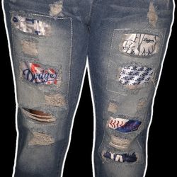 LA Dodgers Patchwork Denim Jeans -L -XL