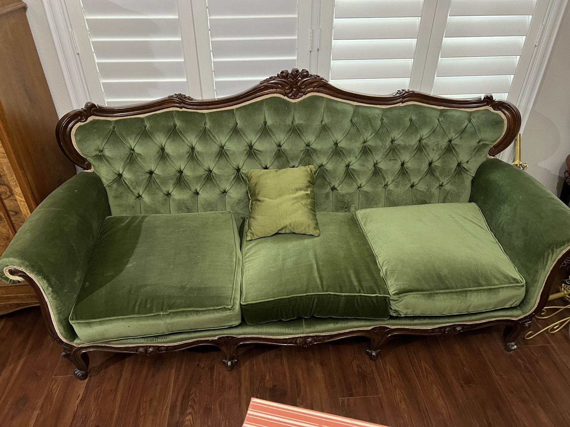 Vintage Couch, Four Side Chairs And Coffee Table