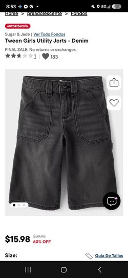 Sugar & Jade Tween Girls Utility Denim Jorts