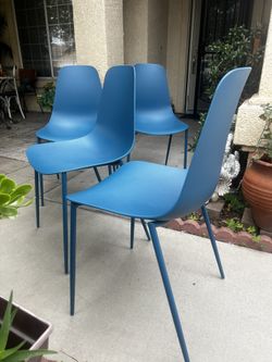 Brand New. (Set Of 4) Dining Chairs. Poly And Bark. Blue. $149
