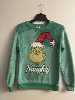 The  Grinch “Naughty” Pullover Fleece Sweatshirt In Green Sz: XS (1)