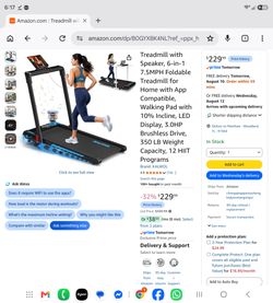 NEW 6-in-1 Foldable Treadmill with Speaker – 7.5MPH – 10% Incline – 350LB Capacity