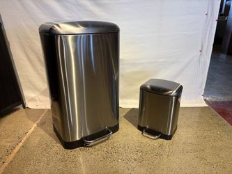 Brushed Stainless Steel Step-On Trashcans