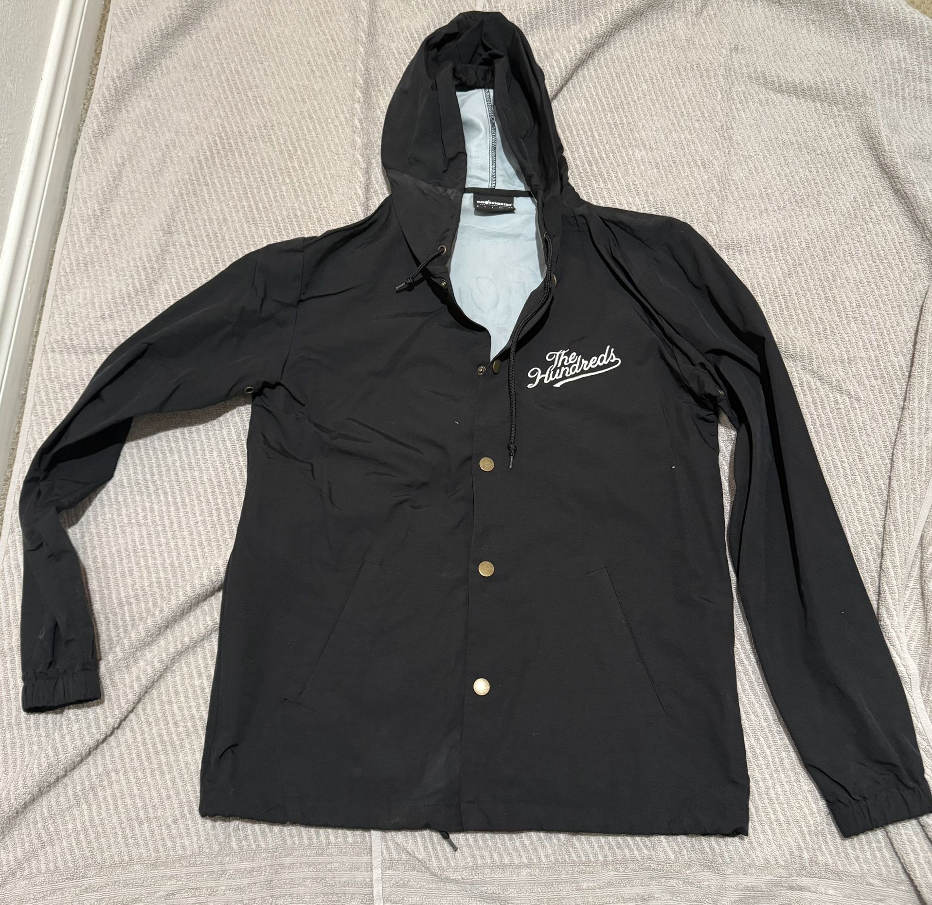 The Hundreds Slant Logo Hooded Coaches Jacket Black