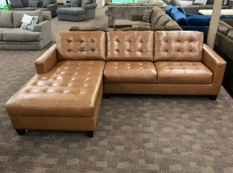 Camel leather modern sectional 