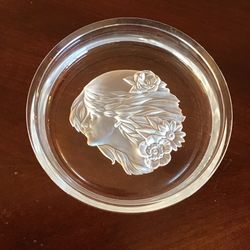Hoya Japanese Crystal Hawaiian Lady Frosted Etched Wine Bottle Coaster