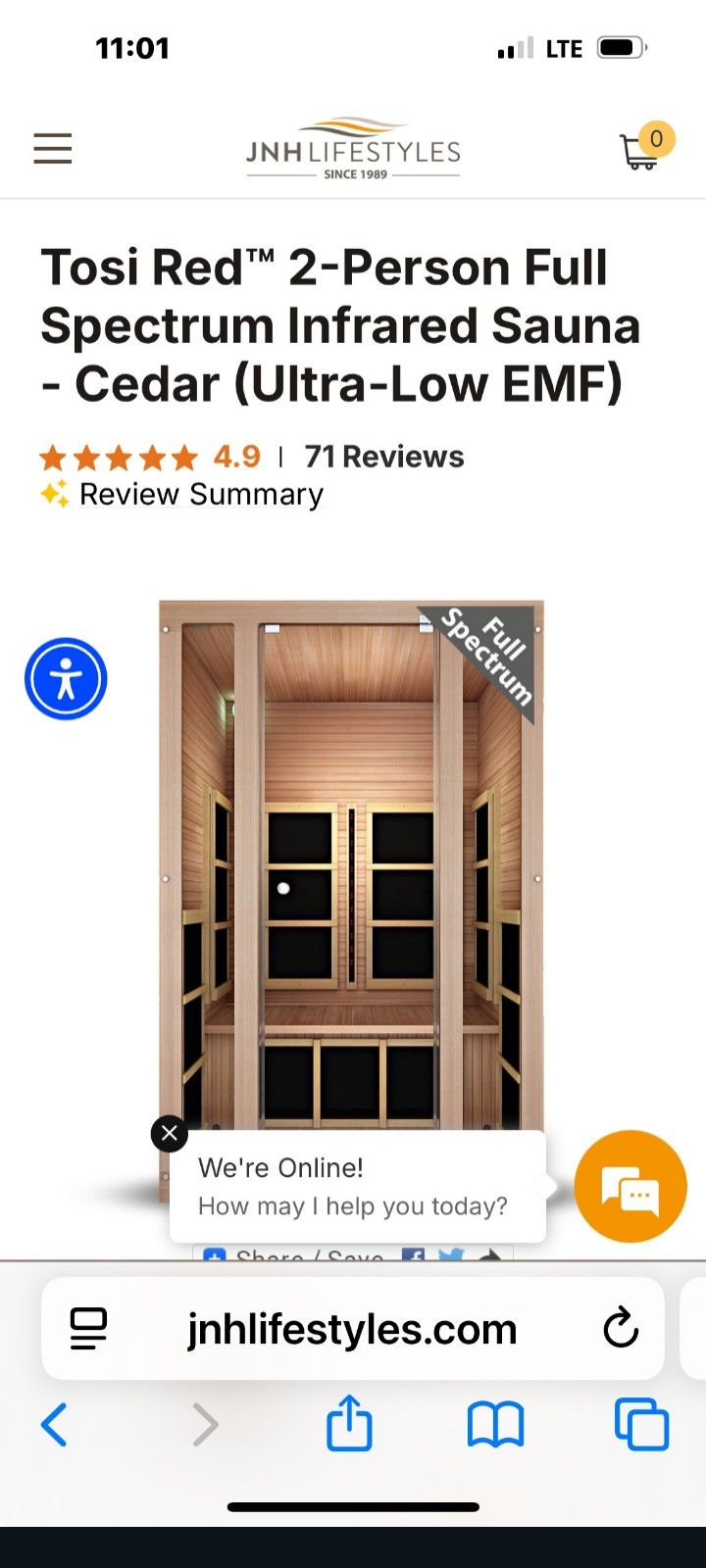 JNH Lifestyles Low eMF Cedar Sauna