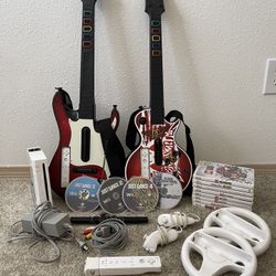 Wii Bundle With Guitar Hero 2+3