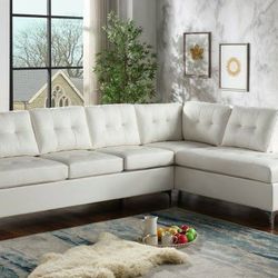 New White Leather Sectional 