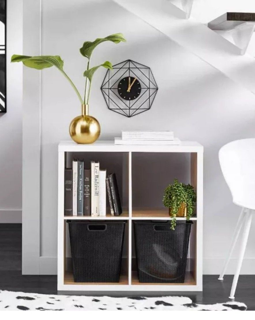 4 Cube Storage Organizer White with Wood Accents - Threshold❌HOT ITEM❌