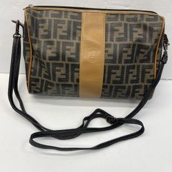 Vintage FENDI Monogram Zucca FF Crossbody Bag Purse 