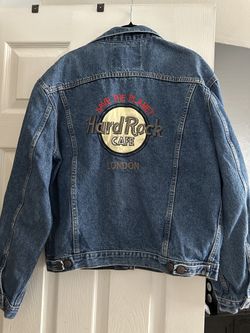 Vintage Hard Rock Cafe Blue Denim levi Jacket with Embroidered Logo from London