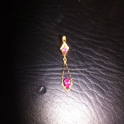 14 K Earring With Rubies That Can Be Made Into A Charm