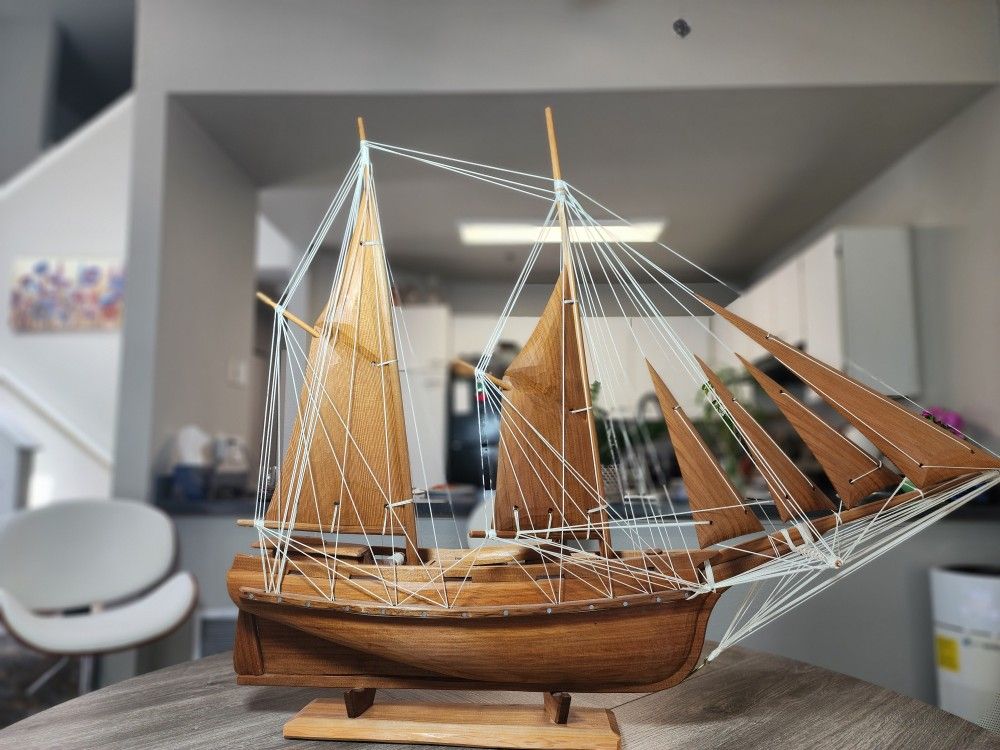 handmade ship made entirely of wood