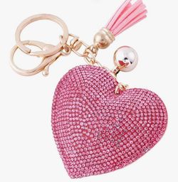 Soleebee Glitter Keychain Premium SS6 Crystal Tassel Key Chain Leather Bag Charm for Women Girls