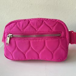 Pink Quilted Hearts Fanny Pack Waist Belt Bag Crossbody Wild Fable Valentines
