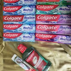 Colgate 10 Tubes,  1 Mouthwash,  1 Toothpaste