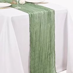 Sage green cheese cloth Runners 35” X120” New $2.50 Each