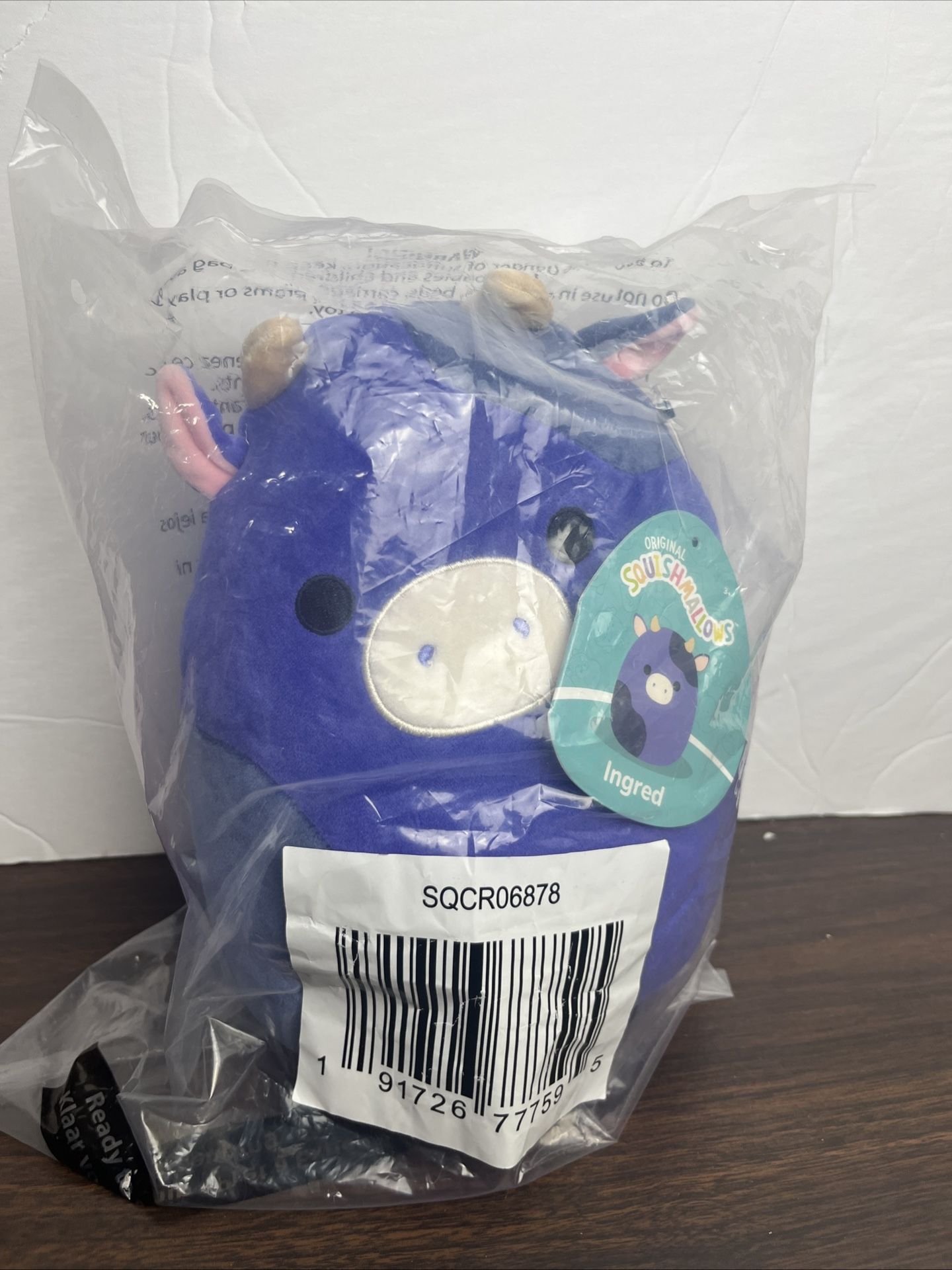 Squish mallows 8” Ingrid Cow- Purple & Black Plush By Jazwares