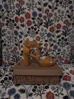 Lovmark Mustard Yellow Block Heel Sandal