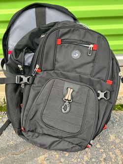 Black Tactical Backpack with Red Accents