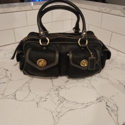 Vintage Coach legacy  gallery satchel  black sateen leather turnlock bag