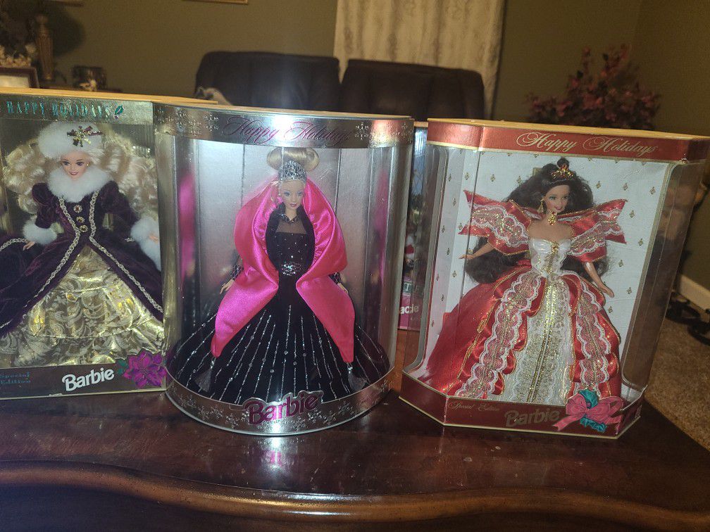 1995,1996,1997 Happy Holidays  Barbies. Holiday Sisters Barbir Kelly Stacie