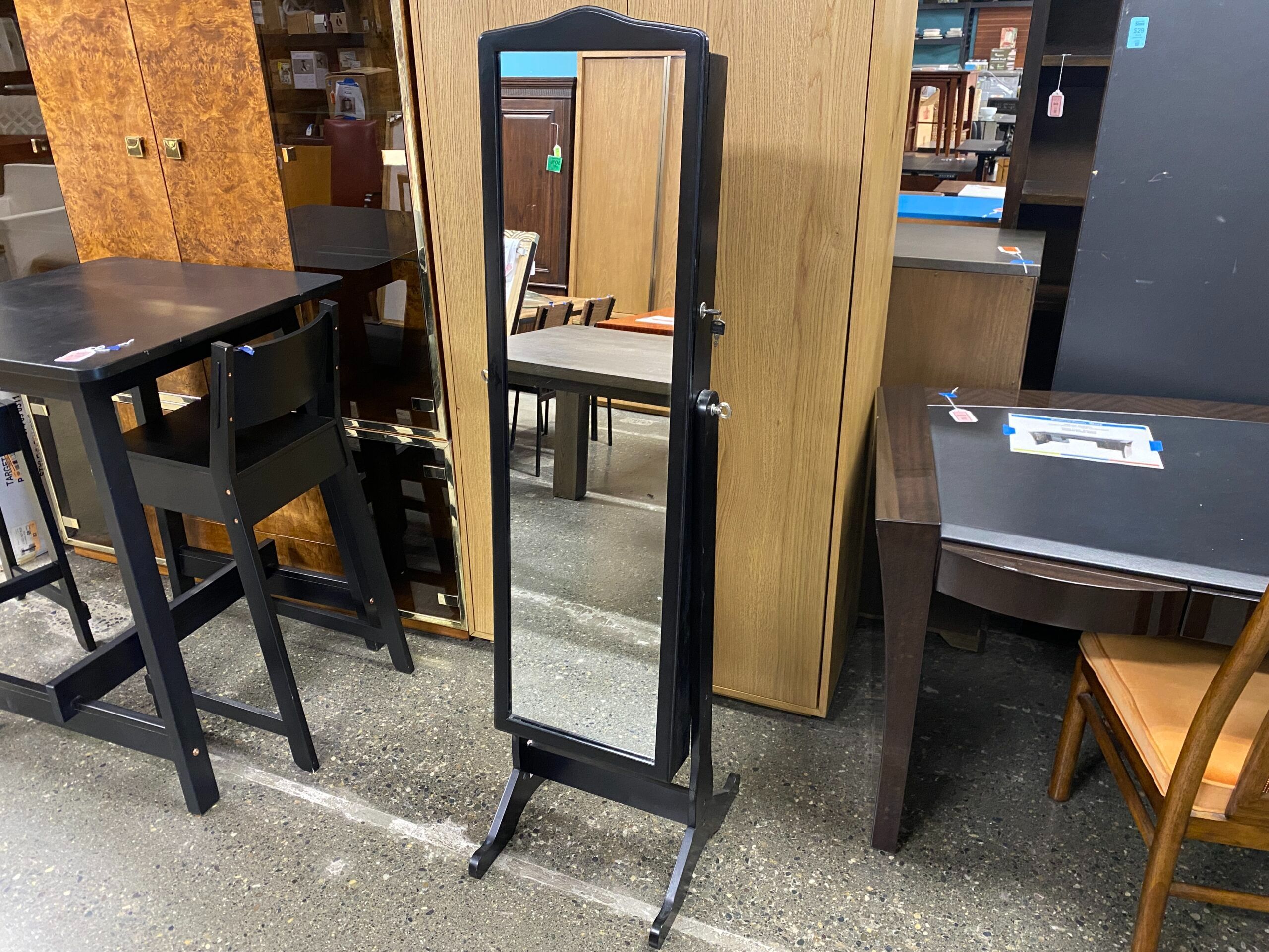 Black Mirrored Jewelry Armoire