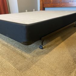 Black Metal Adjustable Queen Bed frame with Black Queen Box Spring Base