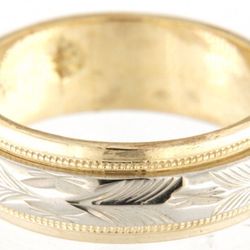 Unisex Wedding Band 14kt Yellow And White Gold 