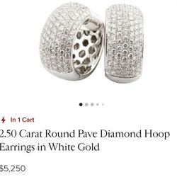  Diamond Hoop Earrings in White Gold