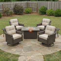 Patio Furniture Set Outdoor Swivel Chair With Fire Pit