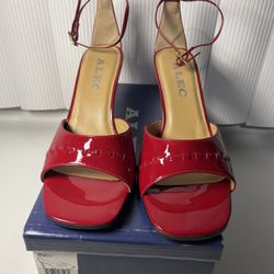 With Box Alec Women’s Marcus Red Parent Leather Heels Size 8 Heels Pumps