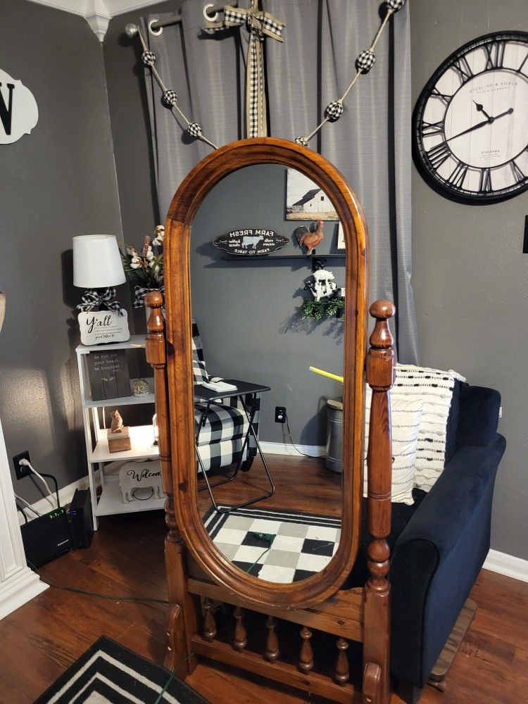 Antique stand up swivel mirror