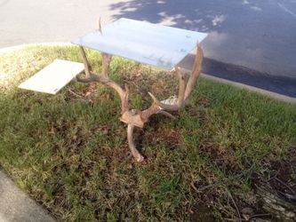 Vintage rugged antler end table