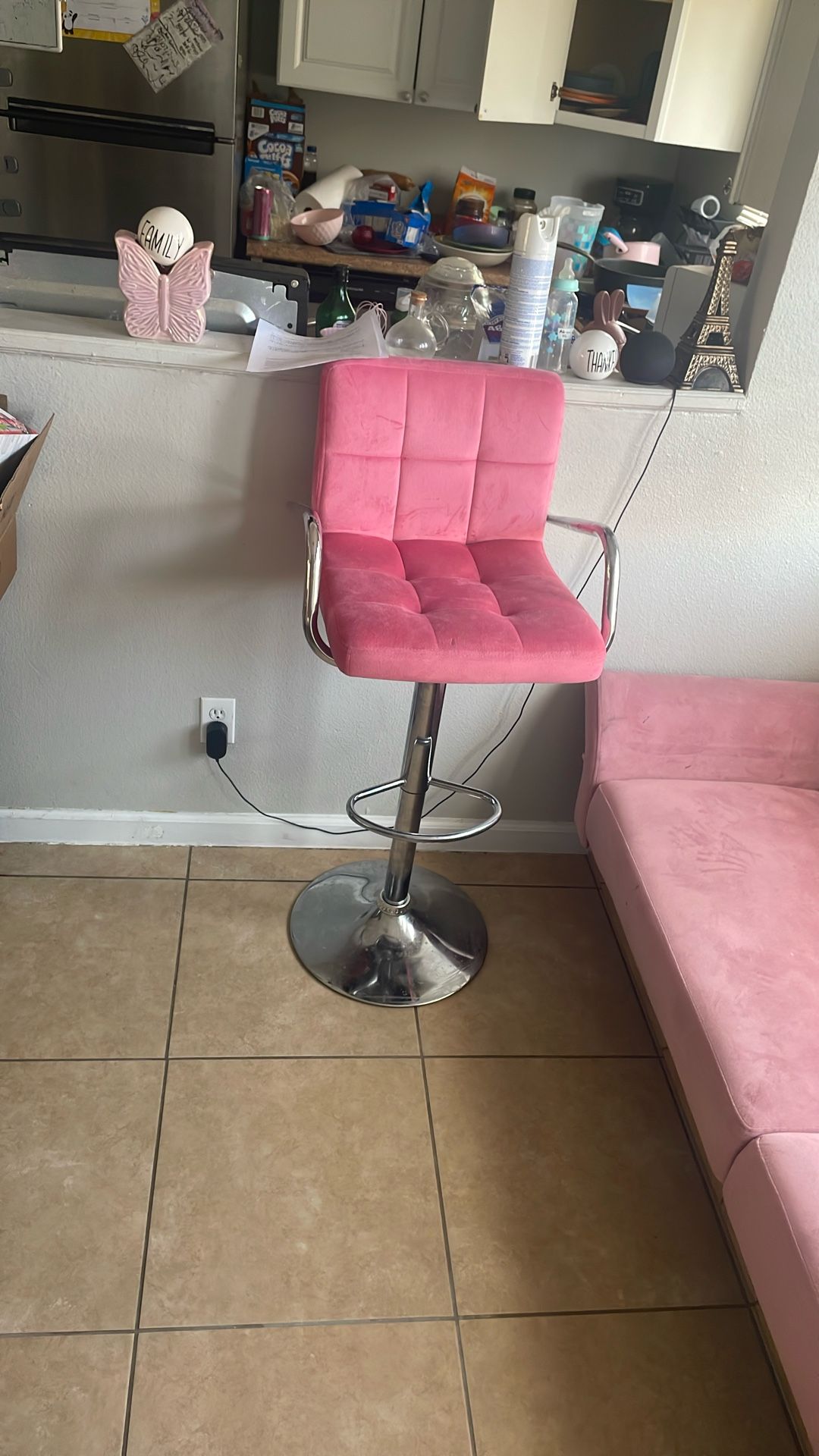 Single Pink Bar Chair