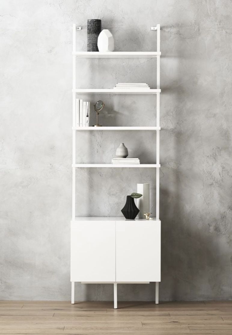 CB2 Stairway White bookcase with cabinet wall mounted NEW IN BOX - HAVE 7