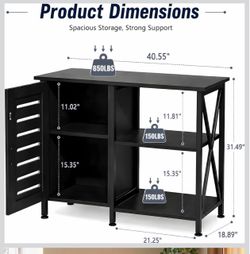 Herture 40-50 Gallon Fish Tank Stand, Aquarium Stand with Cabinet Accessories Storage, Heavy Duty Metal Frame, 40.55" L*18.89" W Tabletop, 850LBS Capa